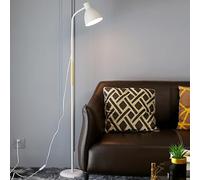 Lampadaire moderne en arc de 150,1 cm, corps en fer et bois, abat-jour rond à intensité variable, éclairage élégant pour salon, salle de lecture, salon de thé, compatible E26