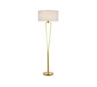 Lampadaire moderne en laiton mat avec abat-jour blanc en tissu Hauteur 160 cm Ø 50 cm