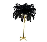 Lampadaire moderne en plumes d'autruche - 35 pièces réglables 3 couleurs avec interrupteur à pied, parfait pour la décoration de chambre à coucher et de salon (100 cm x 170 cm)