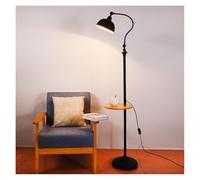 Lampadaire moderne noir avec base et plateau en marbre - Éclairage élégant pour salon, bureau, chambre à coucher - Design contemporain réglable en hauteur - Décoration d'intérieur élégante