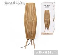 Lampadaire - NATURAL LIVING - Léandra - Corde - Trépied en bois - D25cm H88cm