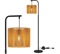 Lampadaire - NETTLIFE - Arc rétro - Rotin noir - Culot E27 - Hauteur 164 cm