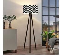 lux.pro Lampadaire Trépied Style Intemporel Lampe sur Pied Élégante LED Luminaire Design pour Salon Chambre Bureau Lampe de Lecture Décorative Stable E27 MDF Tissu Hauteur 140 cm Noir Blanc