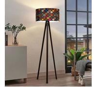 lux.pro Lampadaire Trépied Style Intemporel Lampe sur Pied Élégante LED Luminaire Design pour Salon Chambre Bureau Lampe de Lecture Décorative Stable E27 MDF Tissu Hauteur 140 cm Noir Multicolore