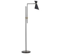 Lampadaire Noir en Métal et Marbre 155-180 cm Ajustable à Interrupteur Melawi