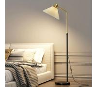 Lampadaire nordique avec base en marbre et abat-jour en tissu réglable avec interrupteur à bouton-poussoir, trois options de lumière de couleur pour la décoration du salon.