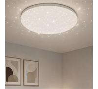 Plafonnier LED Plafonnier de salon effet ciel étoilé, métal, blanc, 24W 1680lm 4000K, D x H 33 x 10,2 cm