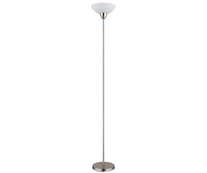 Lampadaire plafonnier nickel mat abat-jour en verre lampadaire opale lampe de salon, métal, douille E27, DxH 28x180 cm