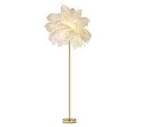 Lampadaire Plume d'Autruche, 62" Lumière de Plume Dimmable, Lampe sur Pied Moderne avec Abat Jour en Plume Blanche, Lampadaires dorés pour Éclairage Lumineux de Salon, pour Décor de Chambre Fille