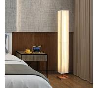 Lampadaire rectangulaire en lin Wabi-sabi, en bois, avec LED à intensité variable, idéal pour une chambre, un salon, un bureau, un canapé ou un couloir.