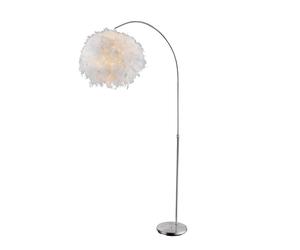 Lampadaire, réglable en hauteur, lampe à arc avec ressorts, lampadaire, lampe de salon, blanc argenté, 1x E27, LxH 96x141-196 cm