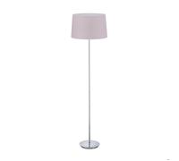 Lampadaire Relaxdays avec abat-jour en tissu, pied chromé, douille E27, Ø 40 cm, salon, hauteur 148,5 cm, vieux rose