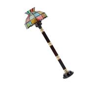 Lampadaire rétro miniature à l'échelle 1/12 pour maisons de poupées, artisanat en métal et verre, accessoires d'éclairage colorés rétro pour scène, accessoires de sol en vitrail alimentés par piles