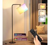 Lampadaire RGB Salon Led Variable, Lampe Moderne Debout Avec Abat-jour, Lampe Sur Pied Wifi Alexa Lampe de Lecture Pour Chambre Salon Bureau