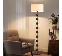 Lampadaire Rond Wabi-sabi en Tissu, 160 cm, en Fer et Noyer, avec Corps sphérique à intensité Variable E26, idéal pour Un Salon, Une Chambre, Un Bureau ou Un Bureau.
