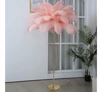 Lampadaire rose en plumes d'autruche naturelles pour salon, lampadaire moderne avec interrupteur au pied, pour bureau, chambre à coucher, lampes sur pied, lampes d'autruche 6 x ampoule G4 (blanc)
