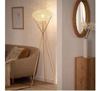 LEDKIA Lampadaire Rotin Ronax Naturel | Design Moderne et Élegant | Matériaux Durables en Bambou et Textile | Pour Salon, Chambre, Cuisine | Hauteur 166 cm