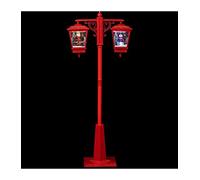 Lampadaire Rouge 2 Lanternes Lumineuses et Musicales avec Père-Noël et Bonhomme de Neige - Feeric Christmas