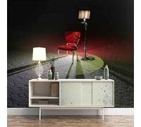 Lampadaire Rouge Chaise Art Cubique Papier Peint 3D Installation Facile Intissé Tapisserie Bureau Salon Canapé Chambre Décoration Murale-400cm×280cm
