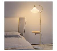 Lampadaire rustique avec table d'extrémité, lampe de table d'appoint en bois massif, lampe de lecture pour ferme, chambre à coucher, salon et bureau - Élégant lampadaire doré