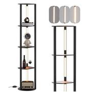 Lampadaire Salon 163cm COSTWAY, Étagères à 4 Niveaux, Luminosité Réglable à 3 Niveaux, 4 Bandes LED Rotatives, Interrupteur au Pied