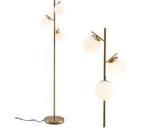 Lampadaire Salon à 3 Abat-jours Moderne COSTWAY-H 169cm en Verre E27-Interrupteur à Pied-Poteau en Métal pour Chambre,Bureau