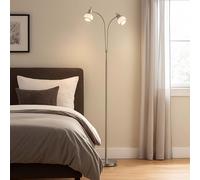 Lampadaire Salon Accumulateur Luminaire Vieux Laiton Souple Verre 2-Flammig
