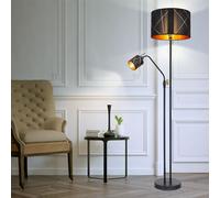 Lampadaire Salon Avec Lampe de Lecture à Vasque or Noir Séparés Commutable