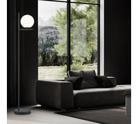 Lampadaire salon boule lampadaire boule blanc lampadaire métal noir, verre, interrupteur au pied, 1x douille E14, LxH 25x150 cm