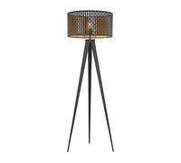 Lampadaire salon - Lindby - lampe sur pied - Tissu textile - noir doré