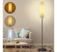 Lampadaire salon livré avec une ampoule E27 12W, lampadaire LED dimmable avec 3 températures de couleur, abat-jour en lin, interrupteur au pied, adapté pour chambre à coucher, lecture, bureau, etc.
