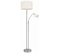 Lampadaire Salon Plafonnier avec lampe de lecture Lampadaire Abat-jour en tissu Interrupteur à tirette, télécommande dimmable Fonction mémoire, 2x RGB LED blanc chaud, DxH 40 x 175 cm