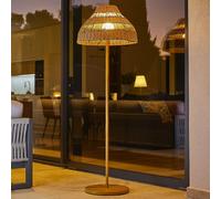 Lumisky Lampadaire sans fil pied metal LED blanc et multicolore dimmable ELION en rotin H168cm avec télécommande