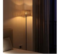 Lampadaire “Serena” bambou naturel tressé main, avec interrupteur câble et douille E27, pour salon et chambre