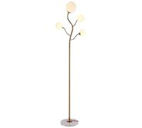 Lampadaire Simplicité élégante Lampadaire Noir/Or Lampe à poteau haut Abat-jour boule de verre Base en marbre Lampes de sol de personnalité moderne Lampe sur pied (Couleur : Abat-jour blanc laiteux