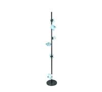 Lampadaire Six Blue Glass Floor Lamps Beside the Sofa in The Living Room and Black Iron Table Lamps Beside the Bed in The Bedroom Lampes d'angle sur pied