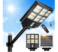 Lampadaire Solaire 576LED Extérieures avec Détecteur de Mouvement 40000lm 6500K IMPERMÉABLE IP65 pour Jardin, Garage