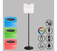 Lampadaire solaire à intensité variable avec télécommande 7 modes RGB Lampadaire extérieur Lampe de terrasse Lampe de jardin, blanc chaud, DxH 34 x 150 cm