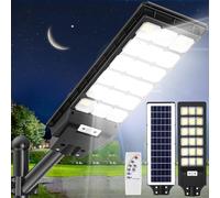 Lampadaire solaire à LED avec télécommande - 600 W 6500 K - Avec détecteur de mouvement - Crépuscule à l'aube - IP65 - Étanche - Pour rue, garage