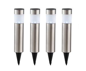 Lampadaire solaire à LED pour piquet de sol lampadaire lampadaire de jardin lampadaire, acier inoxydable, 1x 0,06W chacun, P x H 6,3 x 28 cm (avec piquet), lot de 4