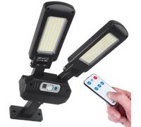 Maclean MCE447 Lampadaire solaire avec détecteur de mouvement et de crépuscule IP54 5W 2x 450 lumens 6500K Deux sources lumineuses Télécommande Lampe solaire murale extérieure