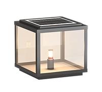 Lampadaire solaire avec télécommande Le pilier LED à énergie solaire moderne allume la lampe de colonne étanche extérieure avec des lanternes de pont de clôture en verre transparent Éclairage de borne