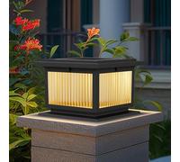 Lampadaire solaire avec télécommande, pilier moderne à LED, éclairage extérieur étanche, borne de porte, piédestal, lanternes de pont de clôture antirouille, lampes à colonne solaire pour cour,