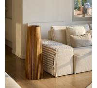 Lumisky Lampadaire d'extérieur solaire TECKA SMALL en bois teck avec module LED blanc chaud et télécommande H90cm