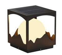 Lampadaire Solaire d'extérieur Contemporain, Lampe de Jardin étanche, Style Chinois, Style Vintage, Finition Noire, éclairage d'extérieur Vintage à énergie Solaire pour Jardins
