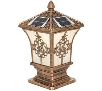Lampadaire solaire d'extérieur LED étanche style palais rétro E27 Base acrylique mat Capteur du crépuscule à l'aube Idéal pour les jardins et les terrasses