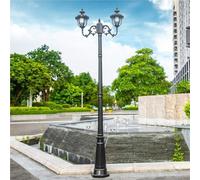 Lampadaire solaire d'extérieur rétro en aluminium moulé sous pression avec 2 têtes, 3,2 m de haut, parfait pour les jardins et les patios, solution d'éclairage écologique