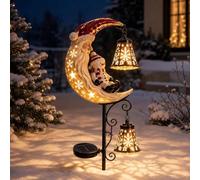 Lampadaire solaire en forme de bonhomme de neige pour décoration extérieure | Construction en métal avec design demi-lune et éclairage solaire étanche, facile à afficher sur la pelouse