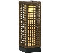 Lampadaire solaire extérieur - Outsunny - avec capteur de lumière - style moderne - étanche - en résine tressée - 46 cm - sable
