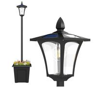 Lampadaire solaire extérieur - Outsunny - lumière LED étanche - avec jardinière pour plantes - Aluminium - 160cm - noir